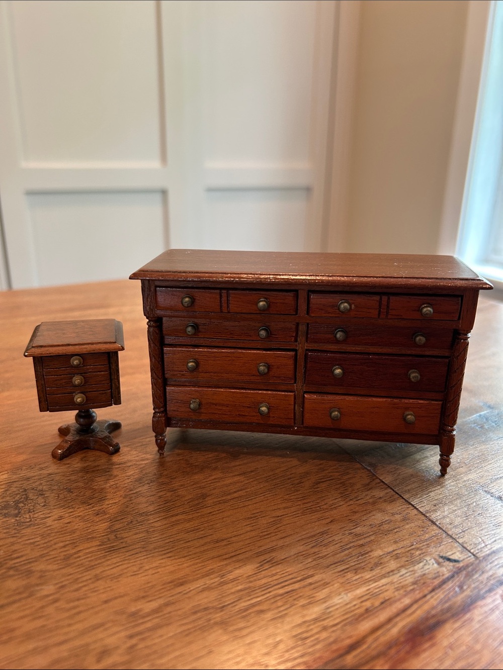 Vtg George Spencer Dresser & Nightstand, Dollhouse Furniture Lot of 2